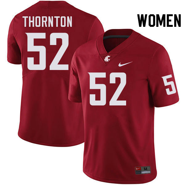 Women #52 Kyle Thornton Washington State Cougars College Football Jerseys Stitched-Crimson